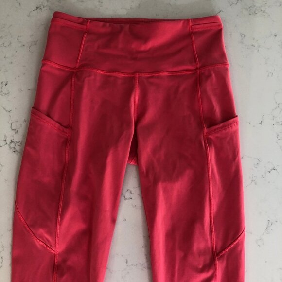 Lululemon Fast and Free Activewear Running High Rise Crop Leggings Pink Sz 6 - Picture 3 of 12